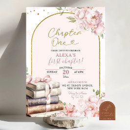 Invitación Pink Peony Storybook Chapter One First Birthday