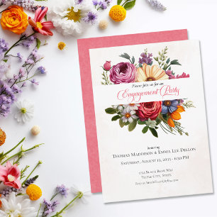Invitación Pink Petal Dream Watercolor Engagement Party