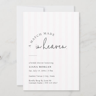 Invitación Pink Pinstripe Match Made in Heaven Bridal Shower