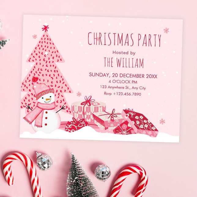 Invitación Pink playful winter christmas  (Subido por el creador)