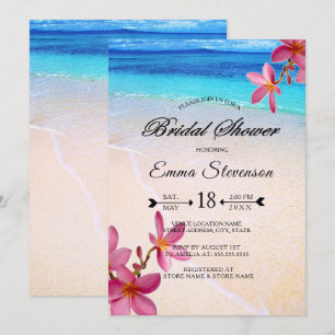 Invitación Pink Plumeria Beach Destino Ducha de Novias ©