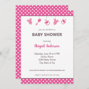 Invitación Pink Polka Dot Baby Baby Shower