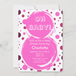 Invitación Pink polka dot Baby Shower Invitation
