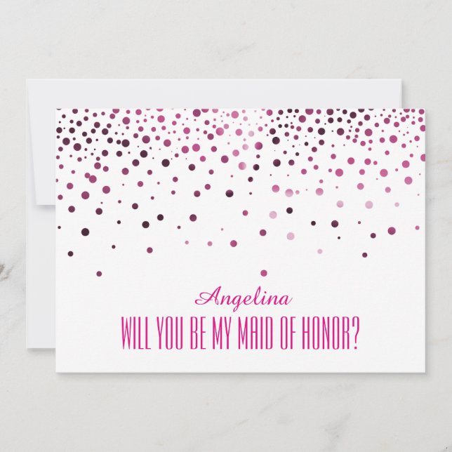 Invitación Pink Polka Dots ¿Serás mi HONOR? (Anverso)
