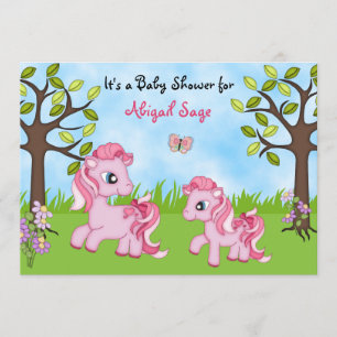 Invitación Pink Ponies Horse Baby Shower invita a ~ Chicas