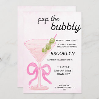 Invitación Pink Pop The Bubbly Martini Bridal Shower