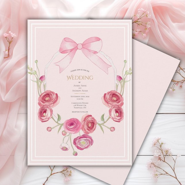 Invitación Pink Poppy Floral Vintage Wedding (Subido por el creador)
