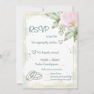 Invitación Pink Poppy Watercolour Florals RSVP Card