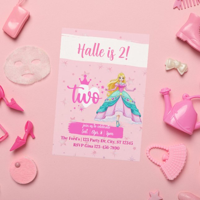 Invitación Pink Princess Doll, 2nd Birthday (Subido por el creador)