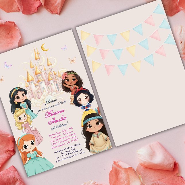 Invitación Pink Princess Fairytale Magical Castle Birthday  (Subido por el creador)