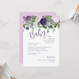 Invitación Pink & Purple Flor Baby Shower