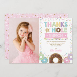 Invitación Pink Purple Gold Doughnut Cumpleaños Gracias Tarje