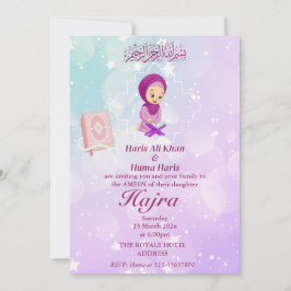 Invitación Pink & Purple lindo musulmán chico invitado Ameen