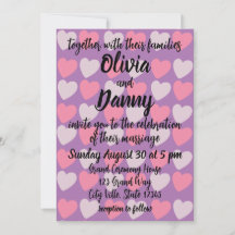 Pink Purple Love Hearts Pattern Romantic Boda