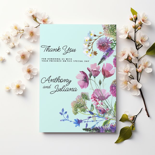 Invitación  Pink Purple Teal Wildflower Summer Thank You  (Pink Purple Teal Wildflower Summer Thank You)
