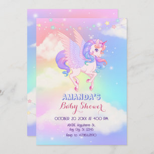 Invitación Pink Purple Unicorn