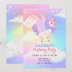 Invitación Pink Purple Unicorn