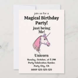 Invitación Pink Purple Unicorn Head Magical Birthday Party