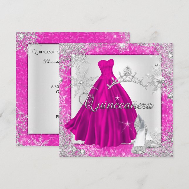 Invitación Pink Quinceanera 15ª Elite Elegant Birthday Party (Anverso / Reverso)