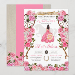 Invitación Pink Quinceanera Elegante Rosa Charro Cumpleaños