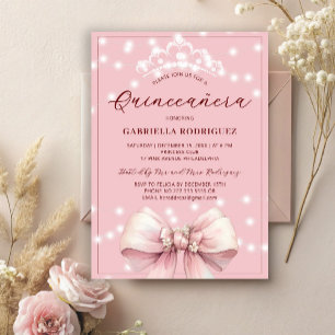 Invitación Pink Quinceanera tiara elegante 15 años