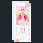 Invitación Pink Rainbow 21ª fiesta de cumpleaños de foto mode<br><div class="desc">Pink Rainbow 21st Twenty One Modern Photo Birthday Party Invitation incluye una invitación de fiesta para descargarlos de 21 años para descargar instantáneamente una descarga digital. Es perfecto para invitar a familiares y amigos a su celebración. Descarga y envía esto a tus invitados o haz que se impriman para que...</div>