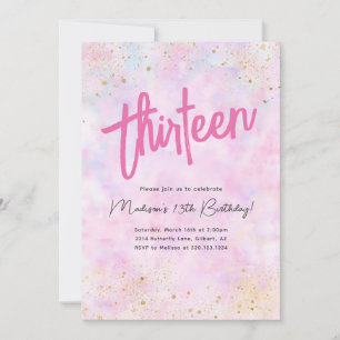 Invitación Pink Rainbow Watercolor Birthday Cualquier Invitac