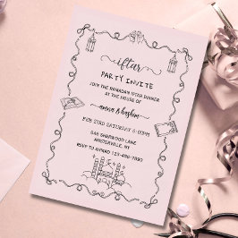 Invitación Pink Ramadan Bow doodle ramadan iftar invitations
