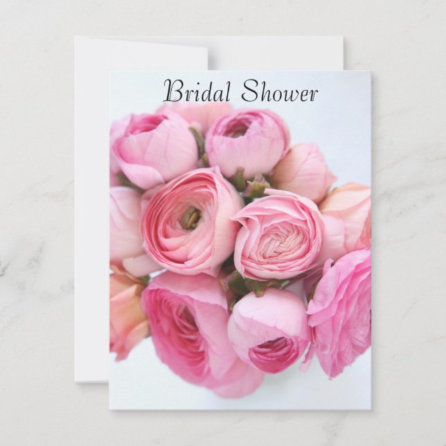 Invitación PInk ranunculus ramificación de la ducha de novias (Anverso)