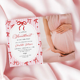 Invitación Pink Red Coquette Bow Valentine Baby Shower Photo