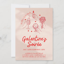 Invitación Pink & Red Galentine’s Day Party Invitation Templa