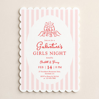 Invitación Pink Red Galentine's Party Invitation