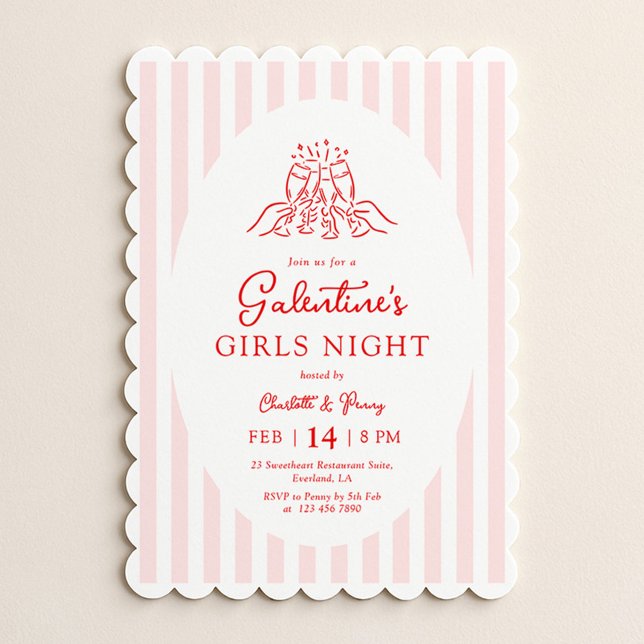 Invitación Pink Red Galentine's Party Invitation (Subido por el creador)