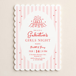Invitación Pink Red Galentine's Party Invitation