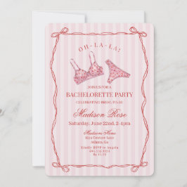 Invitación Pink & Red Heart Lingerie Bachelorette Party