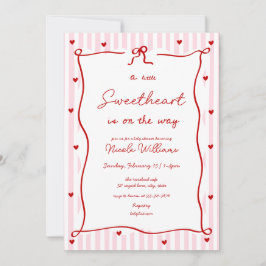 Invitación Pink Red Little Sweetheart Baby Shower Invitation