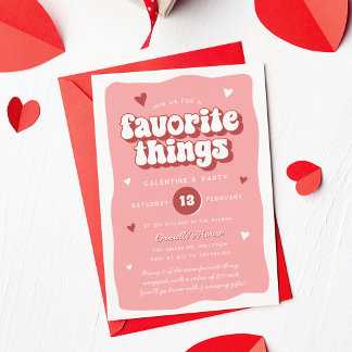 Invitación Pink Retro Favorite Things Galentine’s Day Party