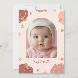 Invitación Pink Retro Pumpkin First Birthday Photo Banner