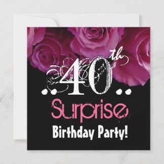 Invitación Pink Rose Bouquet 40th Surprise Cumpleaños Plantil