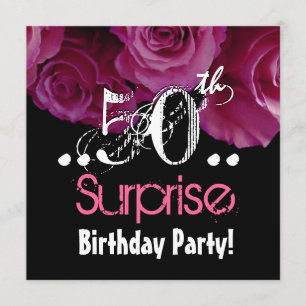 Invitación Pink Rose Bouquet 50th Surprise Cumpleaños Plantil