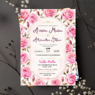 Invitación Pink Rose Elegant Floral Romantic Blush Rose