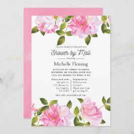 Invitación Pink Rose Garden Shower by Mail