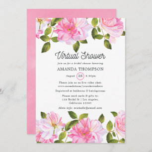 Invitación Pink Rose Garden Virtual Shower