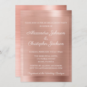 Invitación Pink Rose Gold Boda Engagement Party