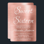 Invitación Pink Rose Gold Modern Sweet Dieciséis cumpleaños<br><div class="desc">Rubor Pink - Rosa Oro Elegante y Moderno Dulce Dieciséis Invitaciones de fiesta Metalizado cepillado metálico. Esta invitación es perfecta para una Dusty Pink Rose Gold Sweet 16 Birthday Party que busca celebrar en Pink Rose Gold. Se pueden solicitar elementos coincidentes contactando con el diseñador.</div>