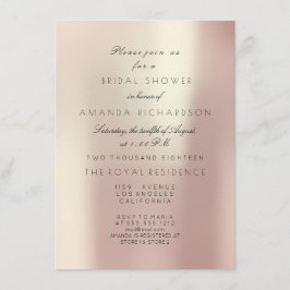 Invitación Pink Rose Rubor Pastel Pearly Bridal Shower