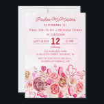 Invitación Pink Rose Swirly Heart 18th Birthday Dinner<br><div class="desc">A las niñas de todas las edades les encantará este diseño femenino. rosas color agua rosa bonito y corazones brillantes crean la invitación perfecta para la cena de 18 años para un cumpleaños de febrero o El día de San Valentín. El lavado de color rosa más suave encuadra perfectamente el...</div>