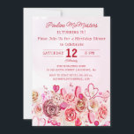 Invitación Pink Rose Swirly Heart 70th Birthday Dinner<br><div class="desc">A las niñas de todas las edades les encantará este diseño femenino. rosas color agua rosa bonito y corazones brillantes crean la invitación perfecta para la cena de cumpleaños número 70 para un cumpleaños de febrero o El día de San Valentín. El lavado de color rosa más suave encuadra perfectamente...</div>