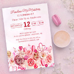 Invitación Pink Rose Swirly Heart Valentine, 60 años<br><div class="desc">A las niñas de todas las edades les encantará este diseño femenino. rosas color agua rosa bonito y corazones brillantes crean la invitación perfecta para el cumpleaños número 60 para un cumpleaños de febrero o El día de San Valentín. El lavado de color rosa más suave encuadra perfectamente el texto...</div>