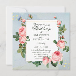 Invitación Pink Roses floral Wedding Invitation